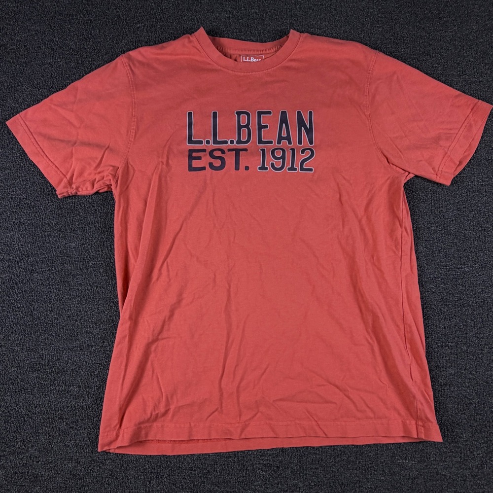 L.L. Bean T-Shirt Mens M Traditional Fit Coral Est. 1912 Graphic EUC